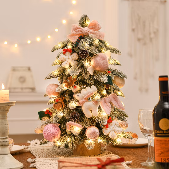 Casa de muñecas Decoración navideña Cadena de luces Sombrero Guirnalda Mini árbol
