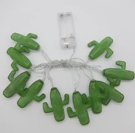 Luz de cadena impermeable del talud solar del LED de la decoración al aire libre del partido del jardín de la forma del cactus del metal